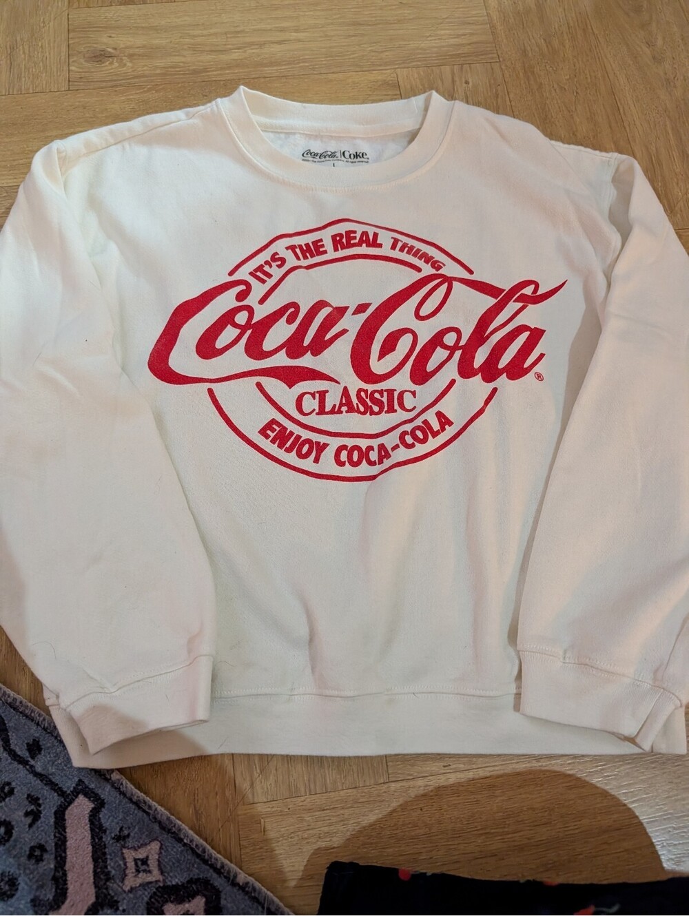 Coca-Cola Classic White Crewneck Sweatshirt with Red Logo